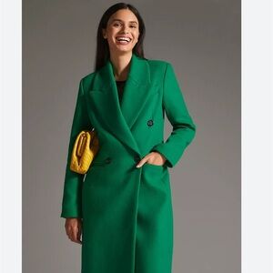 AVEC LES FILLES TAILORED DOUBLE BREASTED ELECTRIC IVY MIDI COAT